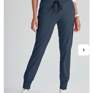 2 Grey’s Anatomy Spandex Stretch Drawstring Cargo Jogger Pants Small Petite Gray